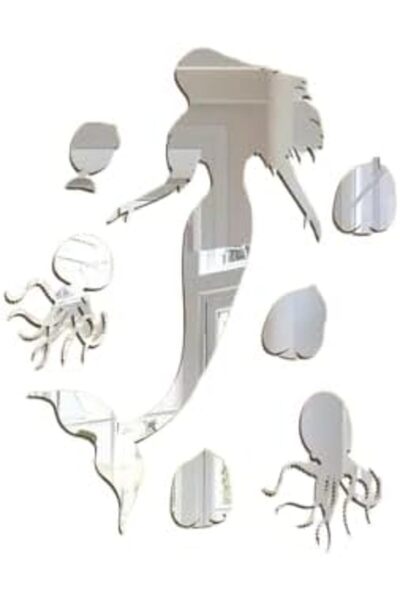 Slasa ملصقات حائط حورية البحر الأكريليكية من 7 قطع من