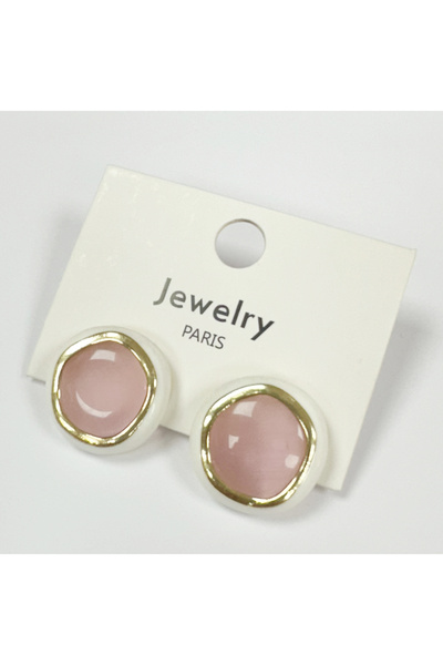 Perissy White Pink Gold Detailed Earrings