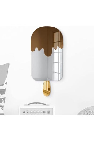 Slasa Ice Cream Wall Mirror by - 24 inches Long x 12 inches Wide - 3D Acrylic Dessert Decor for Bedr