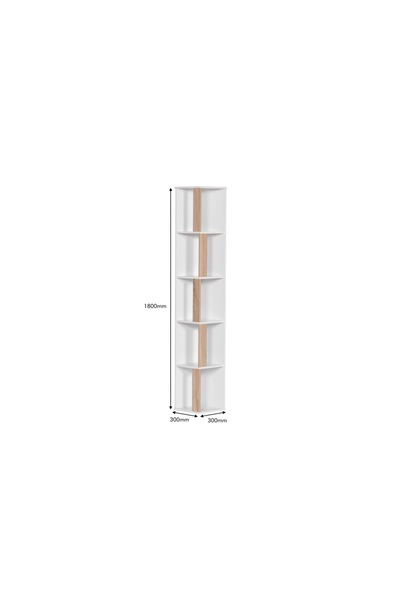 BAITY 5-Tier Wooden Corner Shelf Unit - White and Wooden