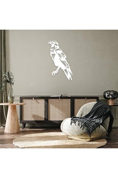 Slasa لوحة فنية جدارية "الغراب" - أكريليك أبيض لامع - 32 × 20 بوصة - صديقة لل...