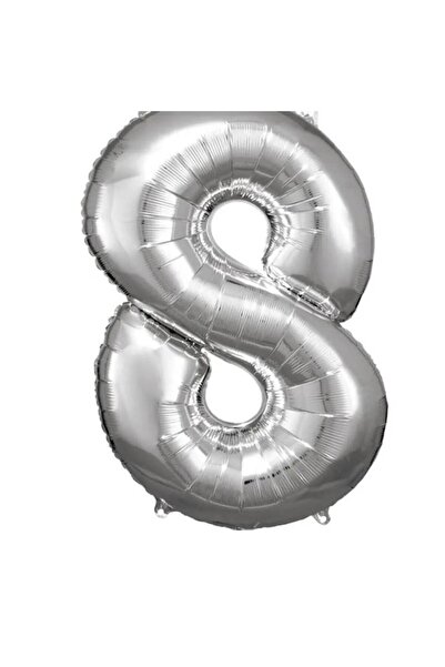 OEM Balon party, folie metalizata, argint, 40 cm, cifra 8