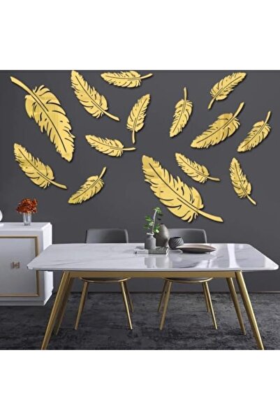 Slasa Gold Acrylic Reflective Wall Stickers - Set of 14 Pieces, DIY Home Decor