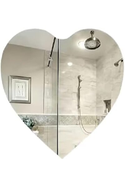 Slasa Heart-Shaped Acrylic Mirror – 26x30cm Shatterproof Wall Decor with Candle & Soap Holder