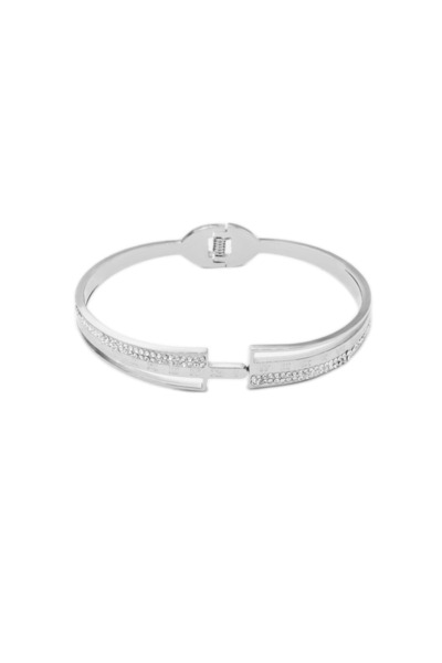 Belora Brățară argintie tip cuff cu cristale și cifre romane