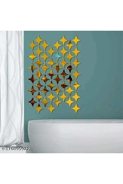 Slasa 3D Acrylic Wall Sticker Mirror Design - 50 Gold Stars