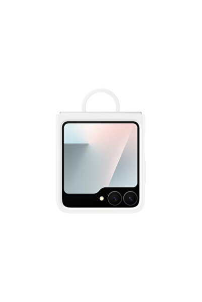 Samsung Galaxy Z Flip FE Yüzüklü Silikon Kılıf - Beyaz