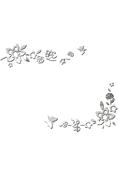 Slasa Acrylic Mirror Wall Stickers with Floral Design by