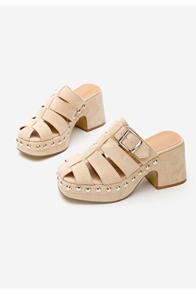 B T Shoes Mule με τακούνι Rosamaria μπεζ