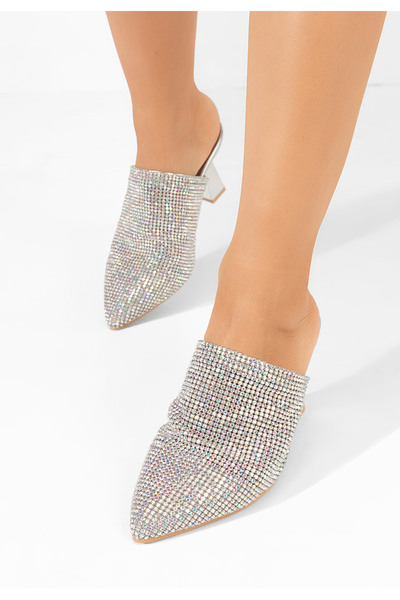 B T Shoes Stříbrné dětské šľapky Vanelsa