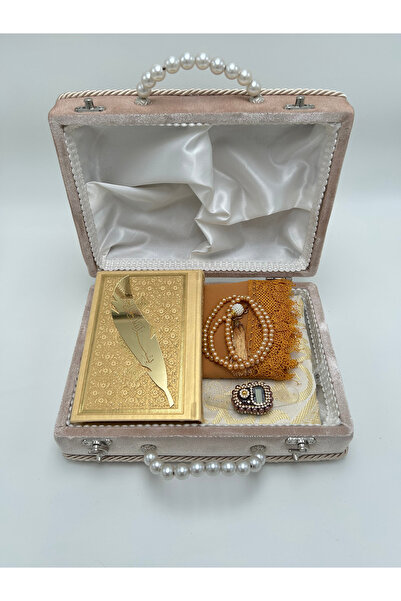 lenagiftworkshop 6 Parça GOLD Sandıklı Bohçalık Çeyizlik Seccade Takımı Gelin...