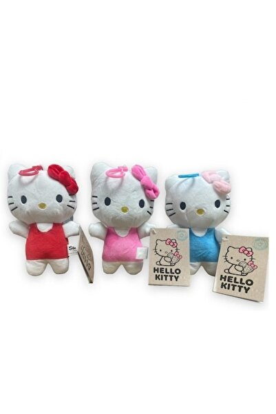 DinoToys Set of 3 x Plush Toy Hello Kitty, BagClip, 17 cm, Multicolor
