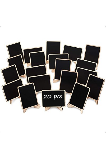 X SPRING Mini Chalkboard, 20 pcs Mini Chalkboard Signs with Stand, Wooden Erasable Chalkboards for H