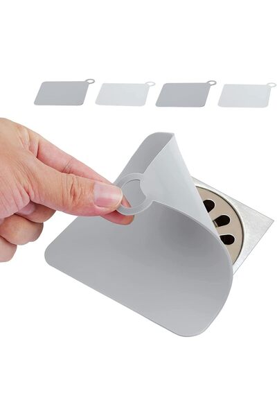 JOYZZZ Silicone Drain Cover, 4pcs 15x15cm Anti-Odor Silicone Floor Drain Cover with Round Hanging Cl