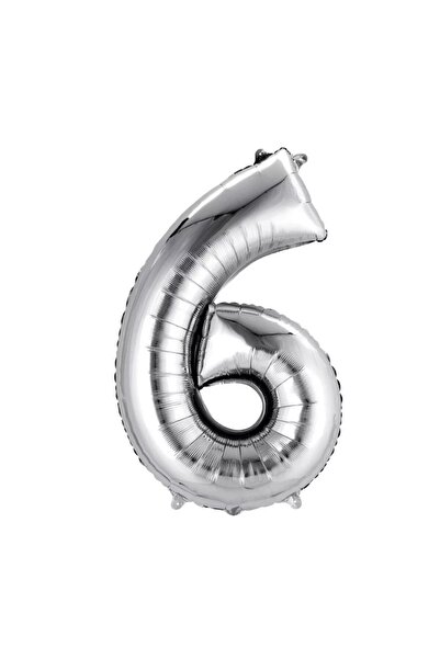 OEM Balon party, folie metalizata, argint, 40 cm, cifra 6