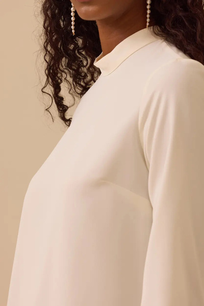 SEÇİL Kadın Dik Yaka Yan Yırtmaçlı Tunik - Ekru