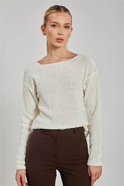 BARRELS AND OIL سترة نسائية محبوكة رفيعة برقبة قارب - إكرو