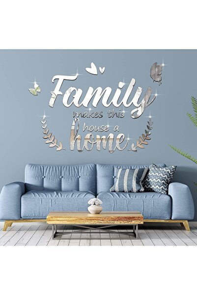Slasa 3D Acrylic Wall Stickers (35 x 55 cm) - Quote 'Family Make This a Home' with Butterflies, Hear