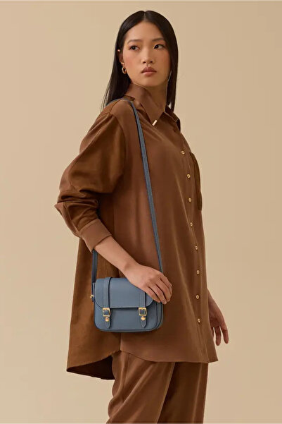 SEÇİL Kadın Süet Cep Detaylı Düğmeli Gömlek - Kahverengi