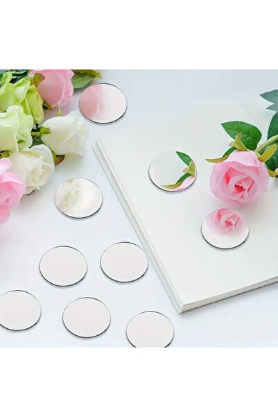 Slasa 50 Pieces of Small Round Mirror Stickers by - Self-Adhesive Acrylic Mosaic Tiles (2x2 cm) for