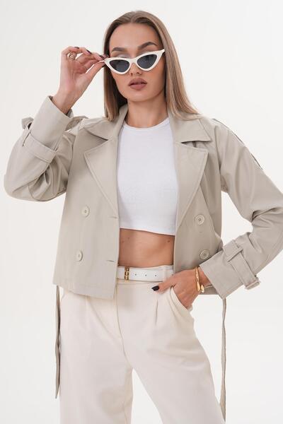 soi fashion Короткий тренч з поясом і підкладкою