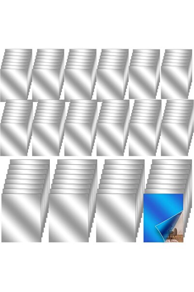 Slasa 60 Pieces of Flexible Mirror Sheets 6×8 inch by - Self-Adhesive PET Acrylic Plastic Mirror Ti