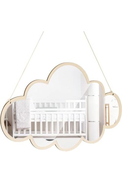 Slasa Wooden Cloud Mirror by for Kids' Rooms and Nurseries