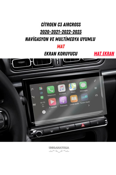 UniqAnatolia واقي شاشة غير لامع متوافق مع نظام الملاحة والوسائط المتعددة لسيارة سيتروين سي3 إيركروس 2020-2023