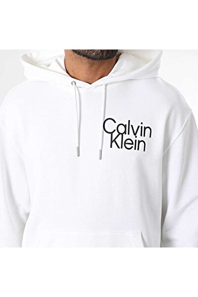 Calvin Klein LS EU 350TERRY SP CALVIN GRAPHIC Beyaz Erkek Sweatshirt