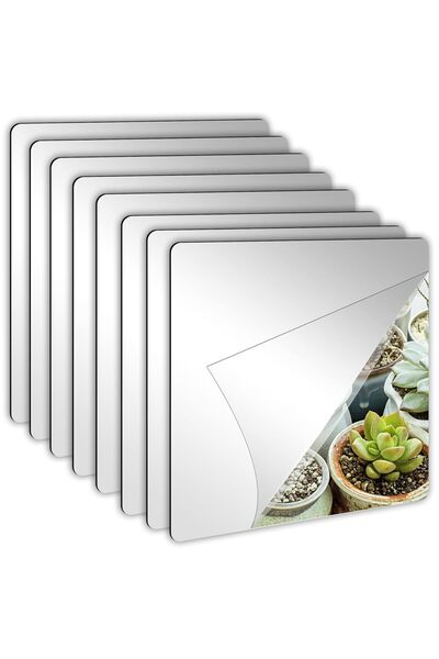 Slasa Self-Adhesive Acrylic Mirror Tiles - 2mm Thickness, Flexible and Shatte...