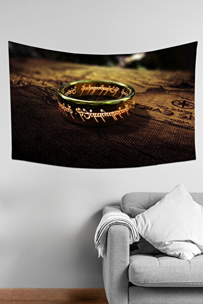 Moud's غطاء جداري منقوش بتصميم سيد الخواتم، سجادة جدارية، نسيج منقوش من الجلد المدبوغ