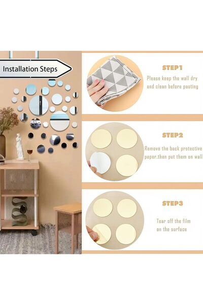 Slasa 52 Pieces Acrylic Round Wall Stickers - Black