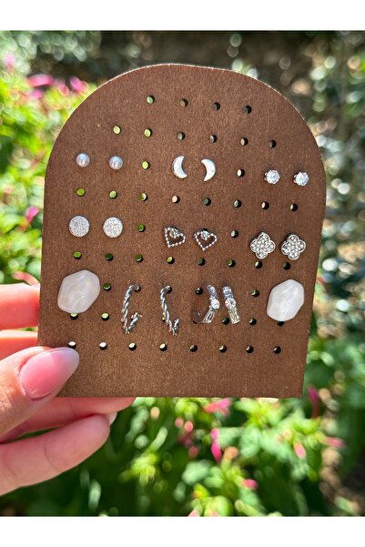 Roha Çelik Silver Luck 9’lu Küpe Seti