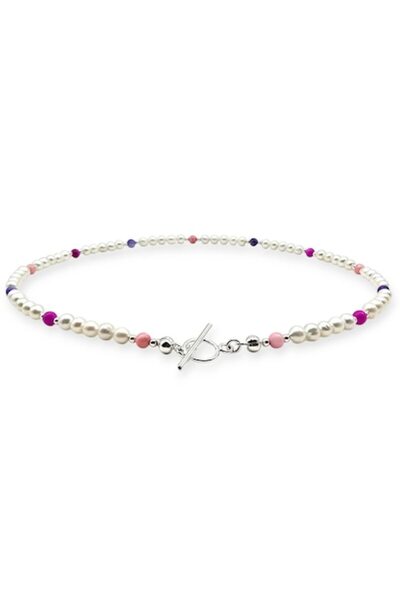 Lexy's Boutique Colier handmade, din argint 925, Lexy's Boutique, perle naturale si sidef, multicolor, 40 cm