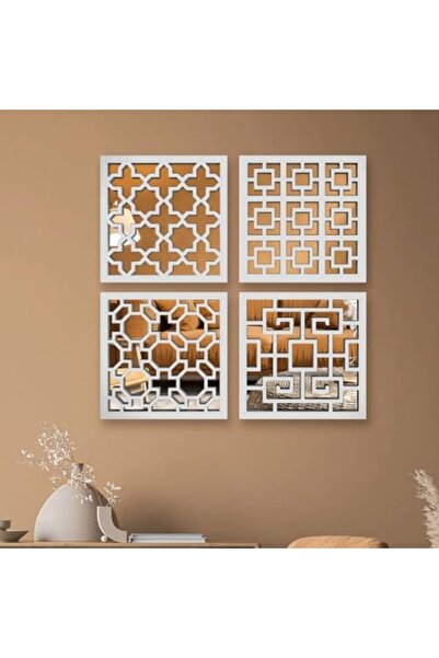 Slasa Wall-Mounted Mirrors - Set of 4 Decorative Wooden Art Frames