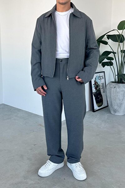 HAFKAGİYİM Anthracite Premium Relaxed Fit Boxy Jacket