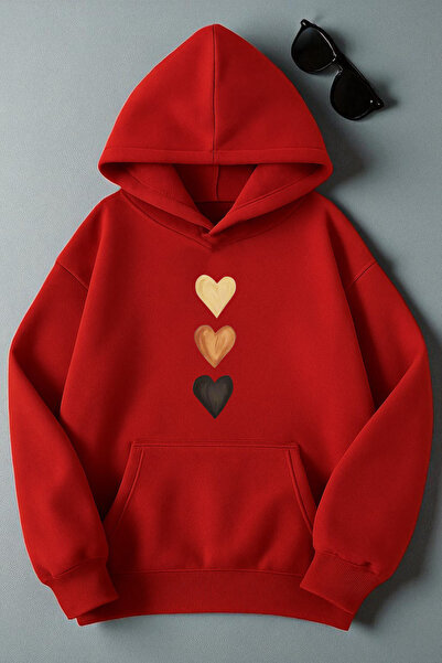 trendypassion سويت شيرت كبير الحجم مطبوع عليه قلب للجنسين