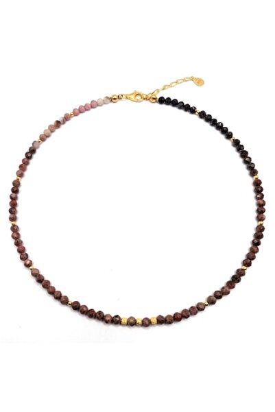 Lexy's Boutique Colier ajustabil, argint 925 placat aur 24k, Lexy's Boutique, pietre semipretioase rodonit, max 41.5