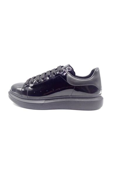 King Shoes حذاء جلد أسود لامع مقاس كبير