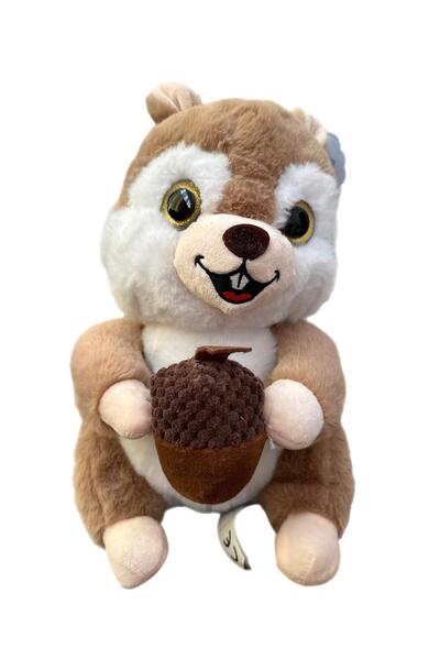 alpmodel Meşe Palamut Tutan Sevimli Kuyruklu Sincap 30 Cm Peluş Oyuncak