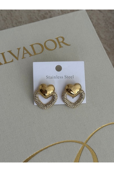 LUXSTONE Heart Zircon Stone Gold Earrings