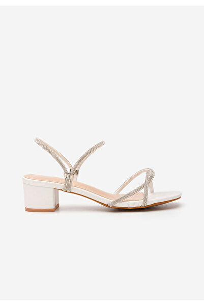 B T Shoes Mules με χοντρο τακουνι Nalys λευκά