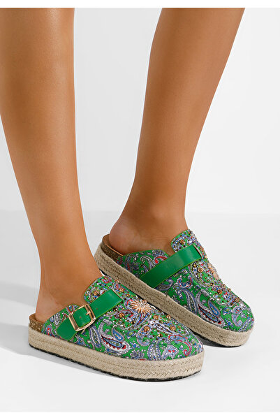 B T Shoes Zelené dámské dřeváky Abiela