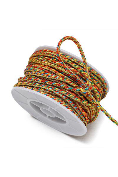 Choice حبل مضفر بخمسة خيوط ملونة بطول 2 متر و3 مم، حبل غير مرن لصنع القلائد و...