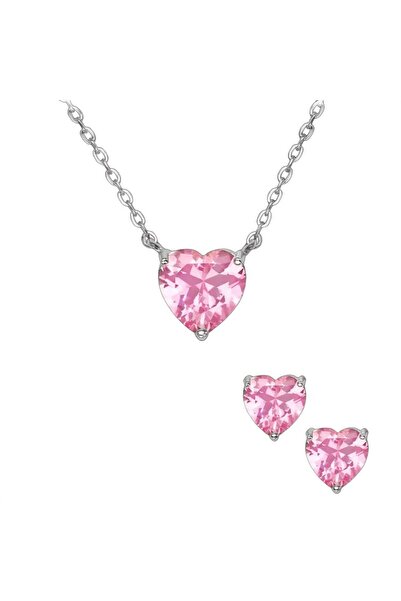 Belora Romantic Silver Set with Pink Hearts
