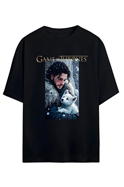 SVART WEAR Игра на тронове - Джон Сноу дизайн унисекс овърсайз памучна тениска