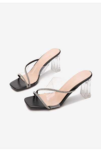 B T Shoes Mule με τακούνι Pery μαύρα