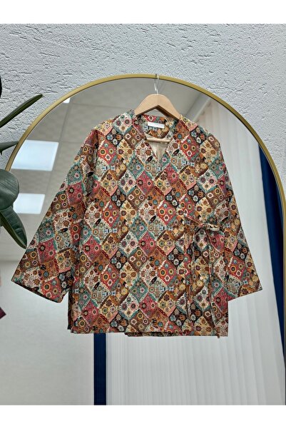 BENAHOLL Jachetă cu model Elinda cu legături laterale-BN4324 Albastru