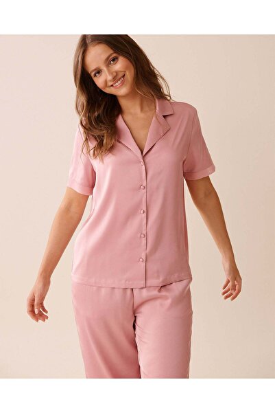 La Vie en Rose Satin Button-down Shirt