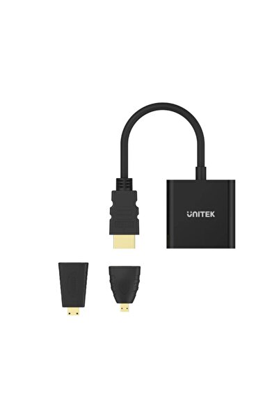 Unitek محول HDMI إلى VGA بمنفذ 3.5 مم للصوت الاستريو بالإضافة إلى محول HDMI صغير وصغير جدًا | Y-6355